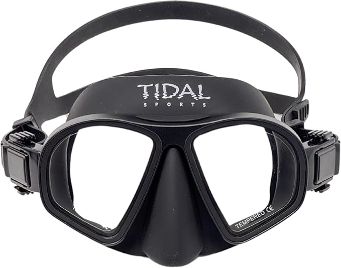Tidal Freedive Mask - Aluma Pro with Advanced Anti-Fog Technology. Ultra Low Volume Mask for Freediving, Snorkeling and Scuba Diving. Tempered Glass Lens.