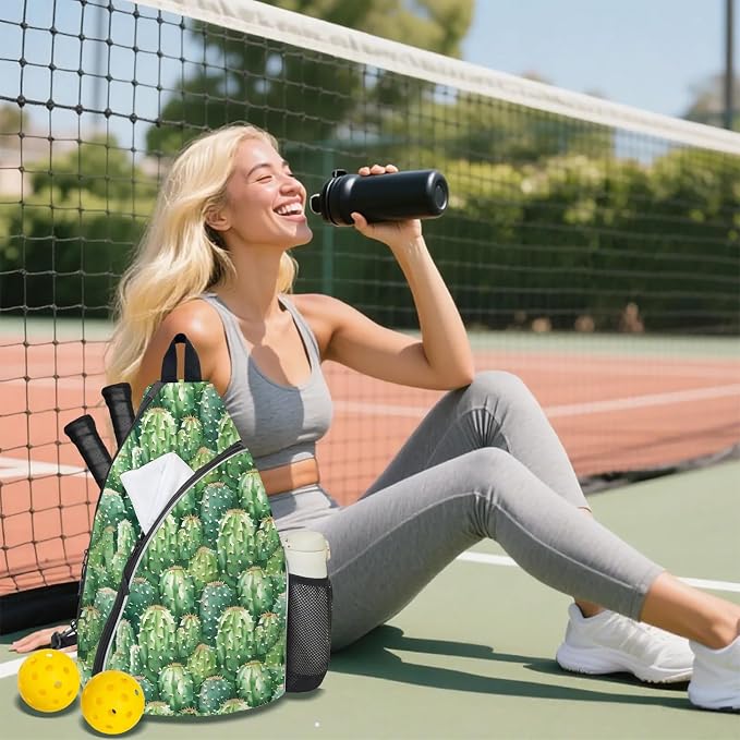 Pickleball Bag for Women Men Adjustable Crossbody Sling Backpack Hold Paddle Accessories
