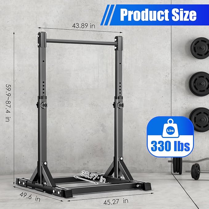 AFFLUENT Pull Up Bar Stand Free Standing Pull Up Bar Station 8 Adjustable Heights Power Tower for Home Gym Workout 330lbs Capacity
