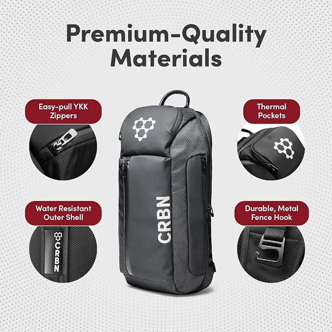 CRBN Pickleball Sling Bag - Pro Team Pickleball Bag - Water-Resistant Pickleball Paddle Bag Holds 3 Paddles, Balls & More