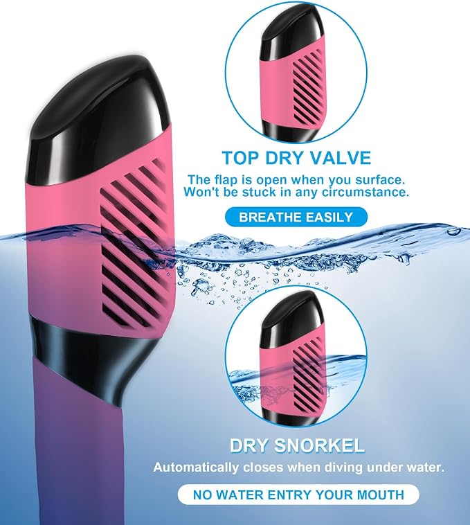 Aegend Snorkeling Gear for Adults Youth Kids, Snorkel Mask with Top Dry Valve - Panoramic View Anti-Leak and Anti-Fog with Mesh Bag for Snorkeling, Scuba Diving, Freediving & Swimming
