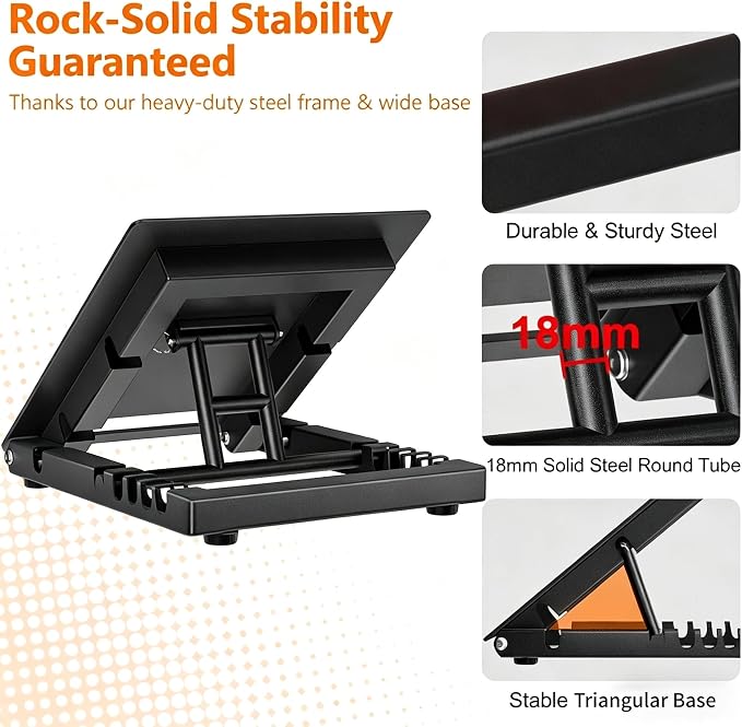 Slant Board for Calf Stretching, Heavy Duty Steel Squat Wedge, 5-Level Adjustable Incline Board, 650 lb Weight Capacity for Heel Elevated Squats, Weightlifting, Calf Stretch & Physical Therapy