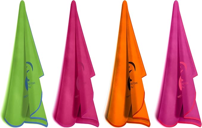 Wet Work 4 Extra Large Towels (60”x36”), Highly Absorbent Microfiber, Quick Dry, Lightweight & Ultrasoft, Perfect for Bath, Beach, Travel, Yoga, Lint Free Microfiber Towels for Body