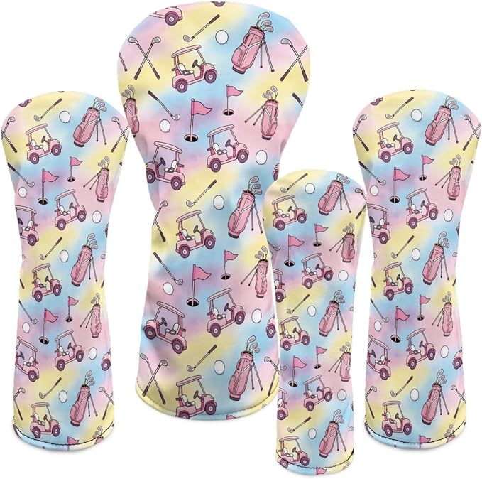 Rnyleeg Golf Club Head Covers for Women Driver Head Cover Leather Fairway Wood Headcover Hybrid Headcovers for Golf Clubs