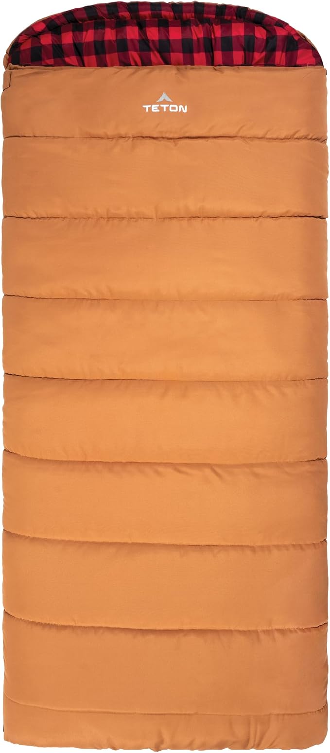 Teton Bridger Sleeping Bag, Warm and Comfortable Camping Sleeping Bag, Tough Canvas Shell for Camping, Hunting, and Cold Weather