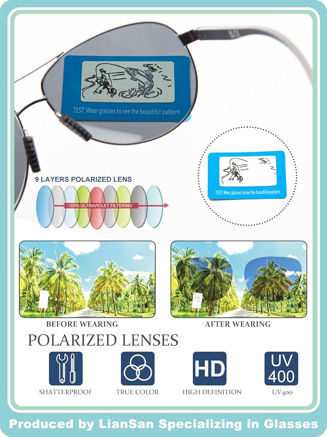 LianSan Premium Aviator Bifocal Reading Sunglasses for Men Women Retro Top Clear Sun Readers UV Protection