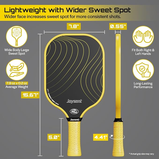 Pickleball Paddles Set, USAPA Approved Carbon Fiber Pickleball Set of 2 with Beginner Pickleball Rackets, Indoor Outdoor Pickle Balls for Adults Men Women, JT-1