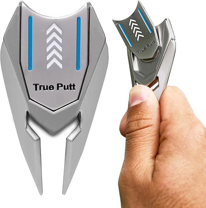 Ghost Golf Divot Tool - 5-in-1 Divot Repair Tool & Ball Marker Alignment Aid - Fix Pitch Marks on The Green - Club Rest & Groove Cleaner - Golf Equipment for Men & Women