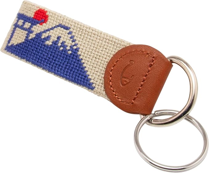 Leather Hand-Stitched Needlepoint Key Fob or Key Chain