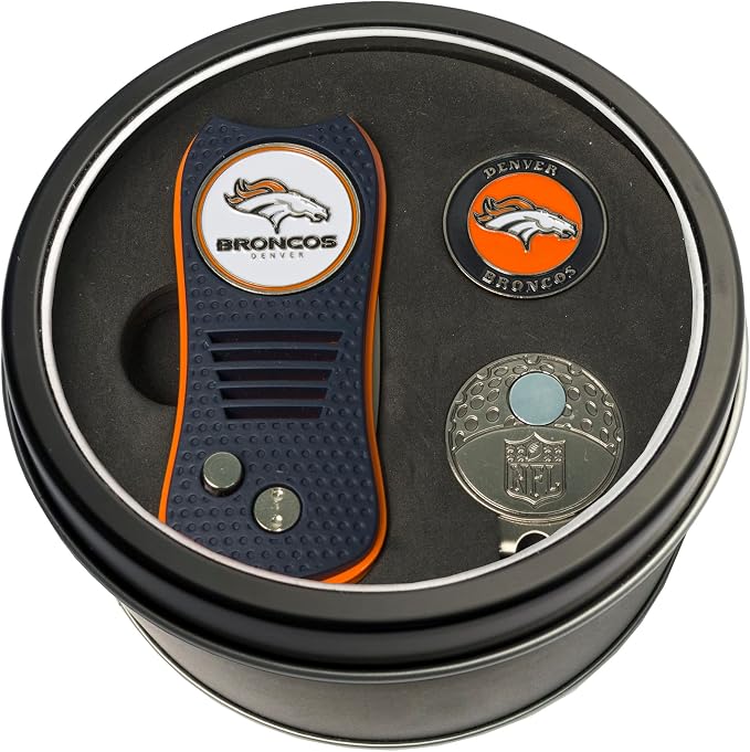 Team Golf NFL Adult-Unisex Tin Gift Set with Switchfix Divot Tool, Cap Clip, and Ball Marker