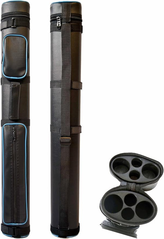 HAN'S DELTA 2x2 Hard Pool Cue Billiard Stick Carrying Case, (Several Colors Available) (Piping Blue)