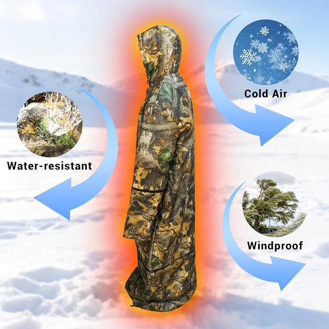 Wearable Sleeping Bag Adult Outdoor & Indoor Sleeping Bags Applicable Temperature 25℉-50℉ Designed for Camping, Hiking, Backpacking, and Other Outdoor Adventures