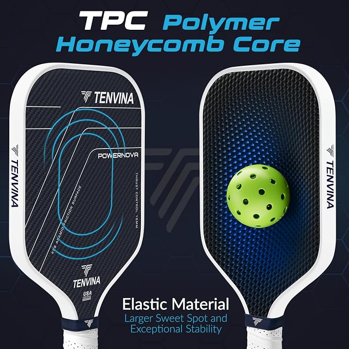 TENVINA Pickleball Paddles, Multi-Layer T700SC Textured Carbon Fiber Pickleball Paddle, Pickle Ball Paddle with Strong Spin & Power Surface, 4-Types of Shapes and Thicknesses, USAPA Approved