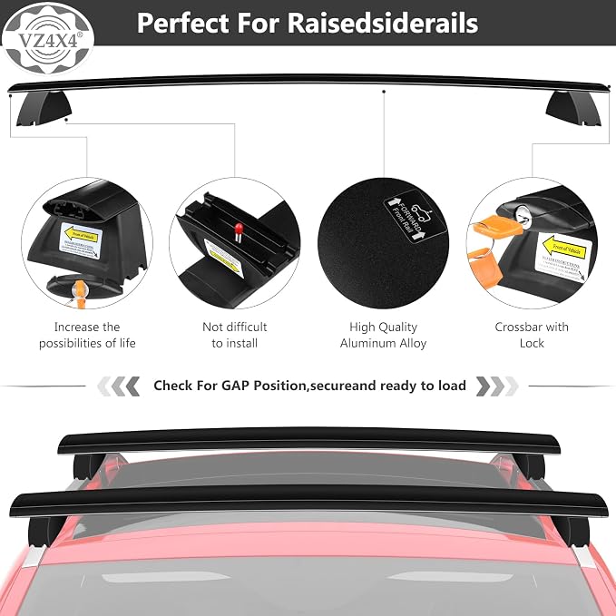 Car Roof Racks Cross Bars 200 lbs Compatible with The Following Models:Jeep Grand Cherokee 2011-2021 Grooved Raised Side Rails with Gap,Non-Slip Rubber Pad Aluminum CrossBars