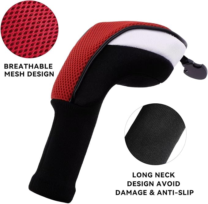 Golf Club Head Cover for Driver Fairway Hybrid 3 Pcs Woods Headcovers, Golf Accessories Head Covers Set with Interchangeable No. Tags 3 4 5 7 X Golf Accessories for Men Women