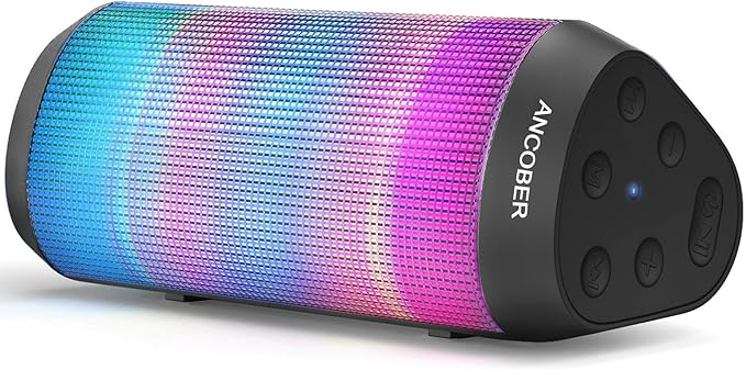 Portable Bluetooth Speaker Powerful HD Loud Sound, LED Lights, IPX4 Wateproof, 24H Playtime, Wireless TWS Pairing, Built-in Mic, for Home/Outdoor/Party, Birthday Gifts for Father Men Dad Husband