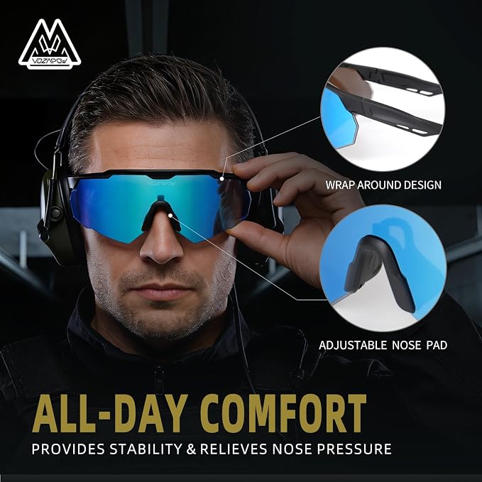 Shooting Glasses Anti Fog with High Definition Lenses, ANSI Z87+ Certified Tactical Safety Glasses for Men Women