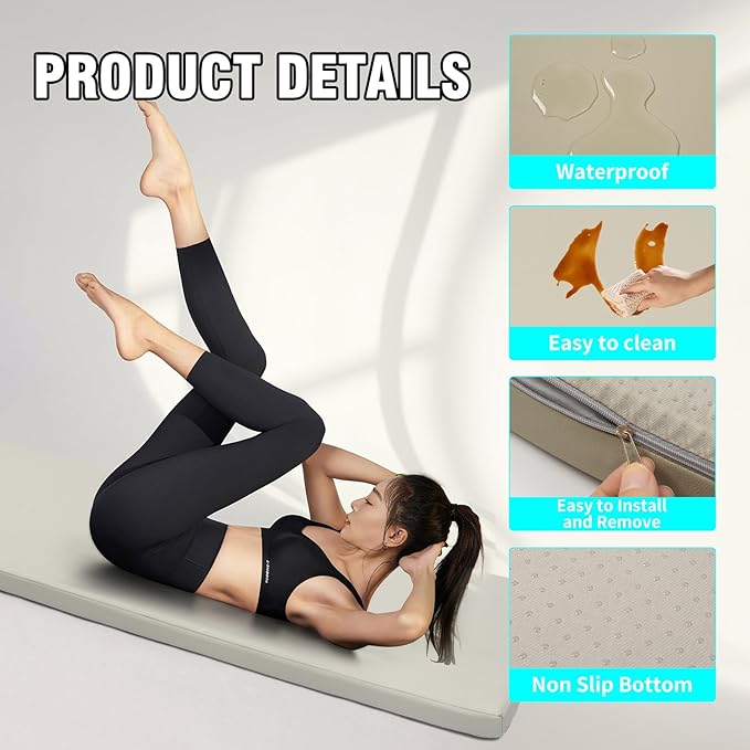 3 Inch Thick Yoga Mat, 72''x24'x3" extra-thick exercise mat. Fitness mat,Foldable Extra Thick Exercise Mat PU Leather,Gymnastics Mat withPilates, Stretching.