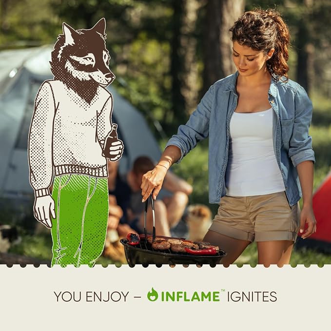 Inflame Fire Starters 70 pcs - Fire Starters for Campfires, Charcoal, Grill, BBQ, Fireplace, Chimney, Woodstove - Waterproof, Weather-Resistant - Natural Wood Starters