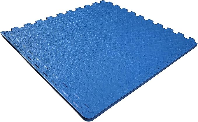 BalanceFrom Puzzle Exercise Mat 3/4" Thick, EVA Interlocking Foam Floor Tiles for Home Gym, Mat for Home Workout Equipment, Floor Padding for Kids, Blue, 24 in x 24 in x 3/4 in, 24 Sq Ft - 6 Tiles