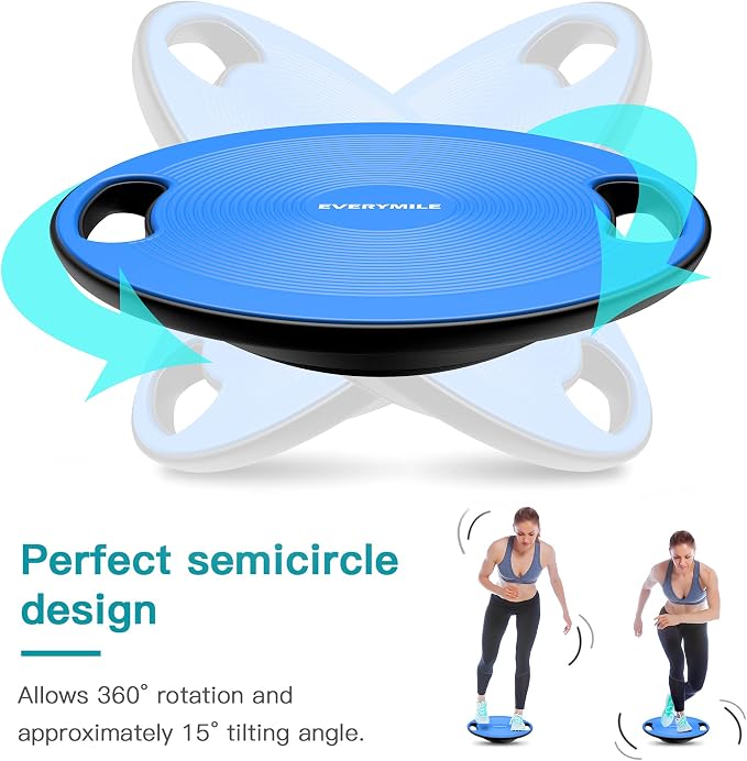 Wobble Balance Board, Exercise Balance Stability Trainer Portable Balance Board with Handle for Workout Core Trainer Physical Therapy & Gym No-Skid Surface