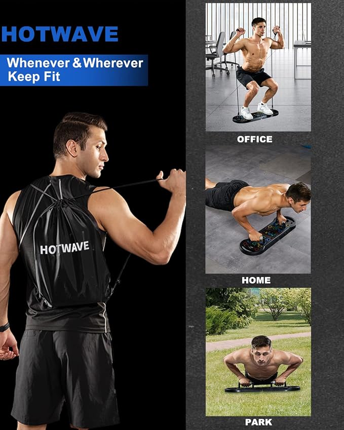 HOTWAVE Push Up Board Fitness, Portable Foldable 20 in 1 Push Up Bar at Home Gym, Pushup Handles for Floor. Professional Strength Training Equipment For Man and Women