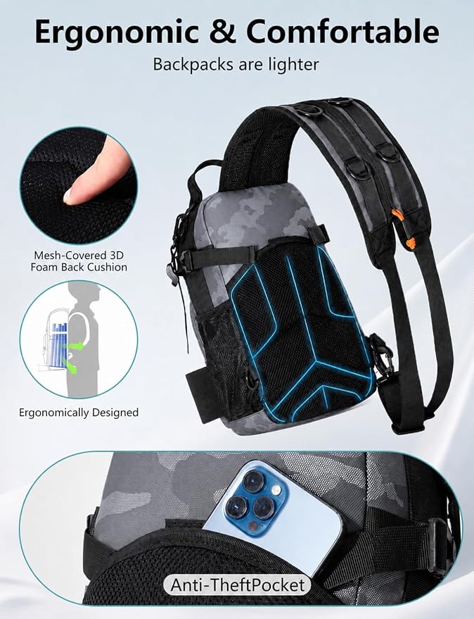 2 in 1 Compact Tactical Fishing Backpack with Tackle Boxes, Lightweight Waterproof Tackle Bag Fit 2 * 3600 Tackle Boxes, 2 Rod Holders Storage, Fishing Accessories Gift for Men Gray