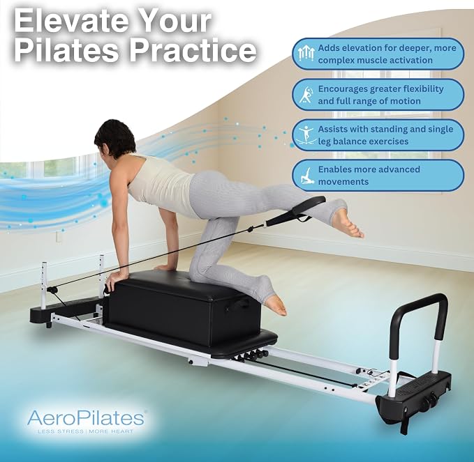 AeroPilates Box and Pole Reformer Accessory with Balance & Flexibility | Balance & Flexibility; Includes Adjustable Support Pole; Strap & Instructional Workout Video