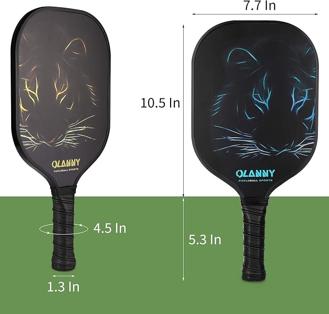 OLANNY Graphite Pickleball Paddles Set- Premium Rackets Fiber Face & Polymer Honeycomb Core Pickleball Set Includes Pickleball Paddles + Pickleball Balls+ Replacement Soft Grip + 1 Bag