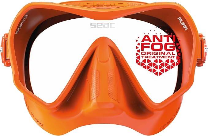 SEAC Pura – Frameless Single-Lens Silicone Diving Mask | Antifog Low Volume Mask for Diving and Snorkeling with 3D Buckle