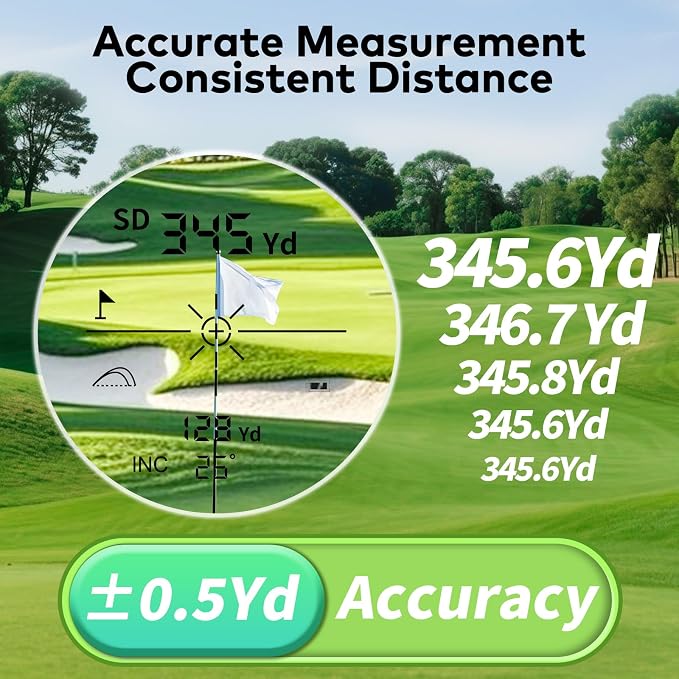 Golf Rangefinder with Slope and Magnetic, 1200/1500 Yards Range Finder Golf, 7X Magnification Flag Lock Vibration, Rechargeable Distance Measurement Device for Golfing Accessories