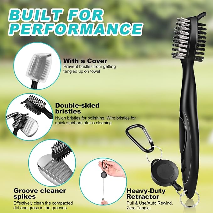 15 Pcs Golf Accessories Kit, Includes Cleaner Brush Towel Tees Golf Ball Bag with Hook Divot Tool with Ball Marker, Golf Essentials Kit for Women Man Gifts
