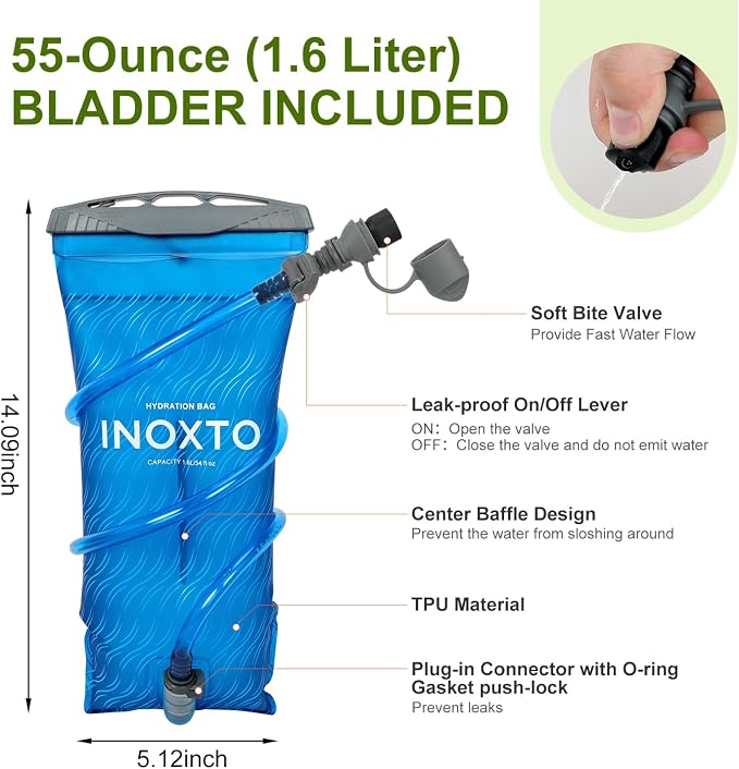 IX INOXTO Running Vest Hydration Backpack, Lightweight Running Backpack Hydration Pack with 1.6L Water Bladder Daypack for Trail Running Hiking Cycling Race Marathon for Women Men