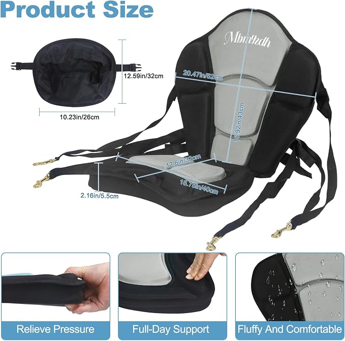 Thickened Kayak Seat,Kayak Seats with Back Support– Cushioned Canoe Backrest with Sit-On-Top Design, Padded Back Support for SUP Paddle Boards, Rafting, Fishing