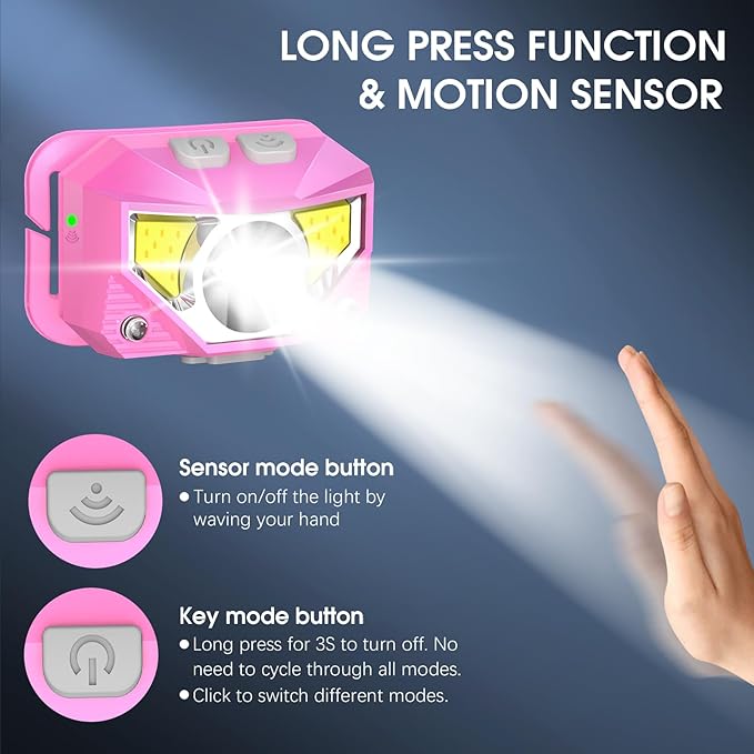 LHKNL ‎TG-T069 Rechargeable Headlamp 2 Packs-Black TG-T069 Rechargeable Headlamp 2 Packs-Pink