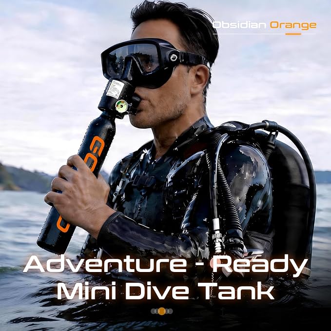 GOYOJO Mini Scuba Tank with DOT Certified, Portable Scuba Diving Kit with Optional Snorkel Mask Combo, Refillable Emergency Backup Pony Bottle for Snorkeling, Underwater Breathing, Training