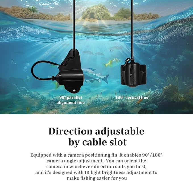 Underwater Fishing Camera, 4.3 Inch LCD, Infrared Night Vision, Wide Angle IP68 Waterproof Portable Fish Camera for Ice, Lake, Boat & Kayak Fishing (Orange)