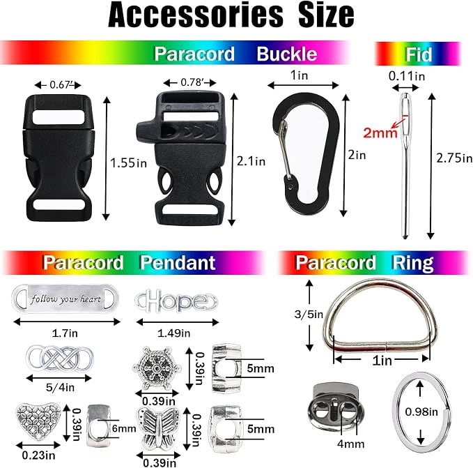 Paracord Bracelets Kit - 30 Colors 4mm & 6 Colors 2mm Paracord with FID, Craft Kit for Kids & Adults Making Various Projects