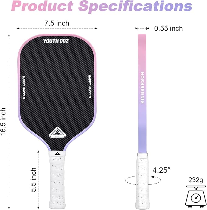 Carbon Fiber Pickleball Paddles Set of 2, with Balls, Bag & Grip Tape | Carbon Fiber Paddles with Honeycomb Core Deliver Spin, Control and Comfort for All Skill Levels