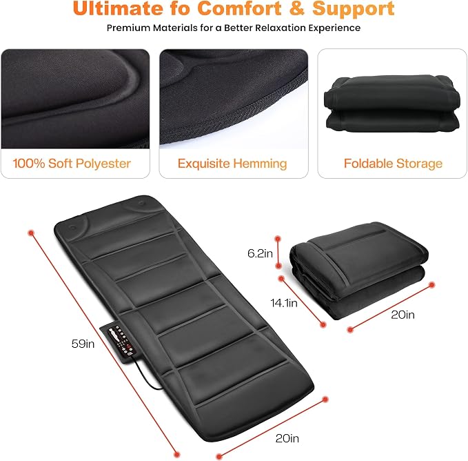 CILI Full Body Massage Mat with Heat, Upgrade Graphene Heating Vibration Back Massage Pad, Full Body Massager for Bed Chair Sofa, Massage Mattress Pad, Father‘s Day Gift for Dad