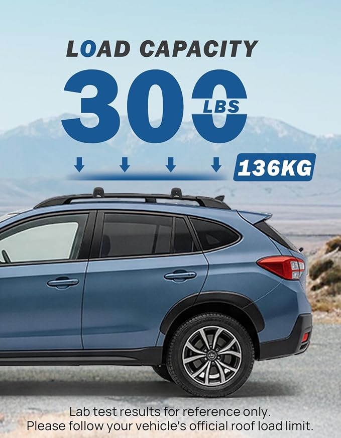 JOYTUTUS 300lbs Lockable Roof Rack Cross Bars Compatible with Subaru Crosstrek 2024-2026 with Raised Side Rails (Not for Wilderness), Heavy Duty Aluminum Anti-Theft Roof Rails Crossbars Luggage Rack