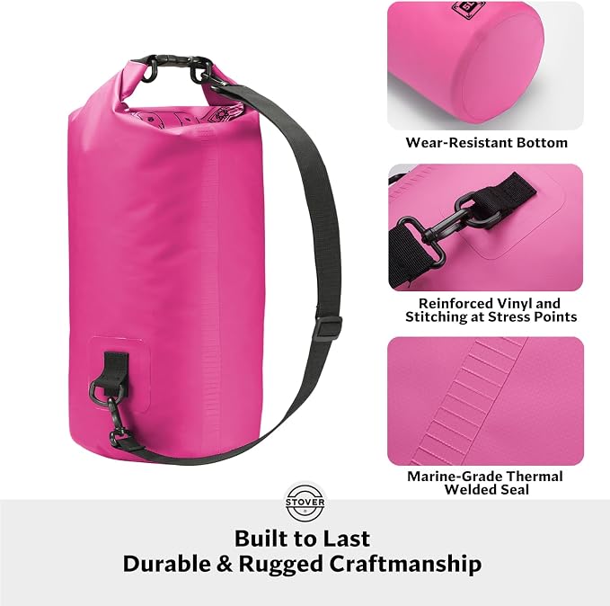 STOVER 5/10/25/30/40/55L Waterproof Dry Bag- Roll-Top Backpack w/Phone Case- Kayaking, Hiking, Camping, Boating- Men/Women