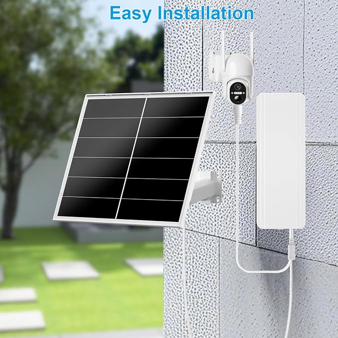 20W Solar Panel Kit with 24000mAh Battery for Security & Trail Cameras, 5V/12V Adjustable Output, USB-C & DC Plugs, IP66 Waterproof, 360° Mount