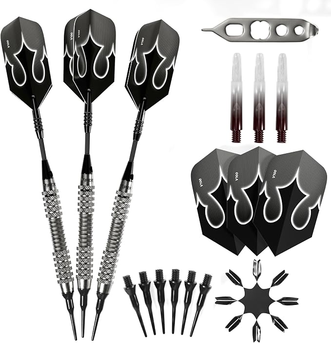 Viper Shot King Soft Tip Darts, 80% Tungsten 20 Grams, Professional Darts Plastic Tip Dart Set for Electronic Dartboard, Includes Nomad Case and Dart Accessories