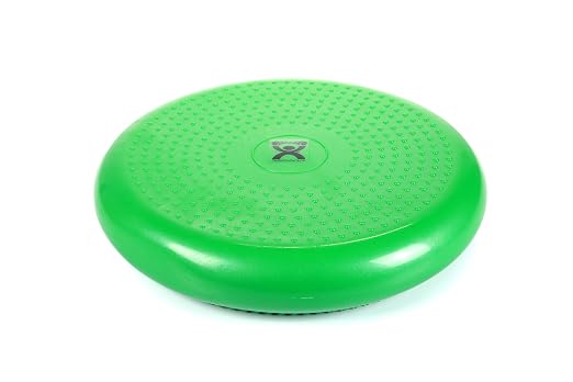 CanDo 30-1870G Inflatable Balance Disc for Balance Training, Proprioception, Strengthening Lower Extremities, Posture, Back Pain, Stress Relief, Restlessness and Anxiety, Green, 14" Diameter