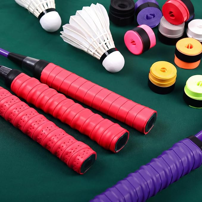 Wettarn 60 Pcs Racket Grip Anti Slip 43 Inches Tennis Racket Grip Tape Overgrips Precut and Dry Feel Tennis Anti Slip Absorbent Overgrip for Badminton, Fishing Rod