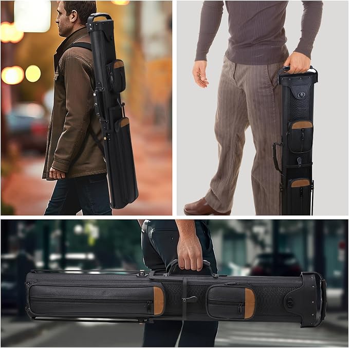 2x4 Pool Cue Case, Hard Pool Cue Case, Billiard Cue Case with Stand, Billiards Accessories Holds 2 Cue Butt and 4 Cue Shafts