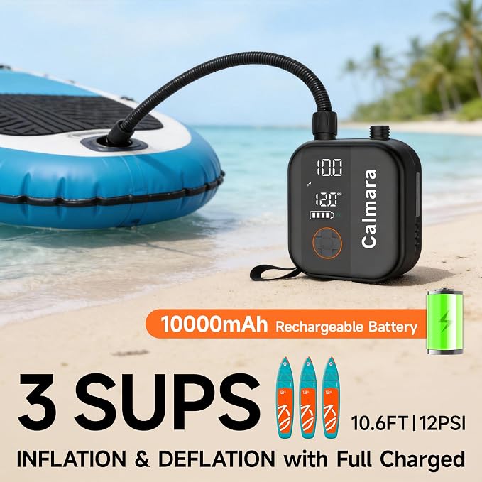 B1 Electric Paddle Board Pump,Rechargeable 10000mAh Cordless/12V DC 22 PSI High Pressure SUP Pump,Inflation & Deflation,Auto-Off for Stand Up Surfing Kite,Tent,Boat Gift for Men