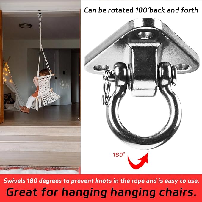 Bearing Swing Hanger Heavy Duty 304 Stainless Steel 1500LB Capacity 180°for Yoga Porch Swing Seat Sandbag, Gym