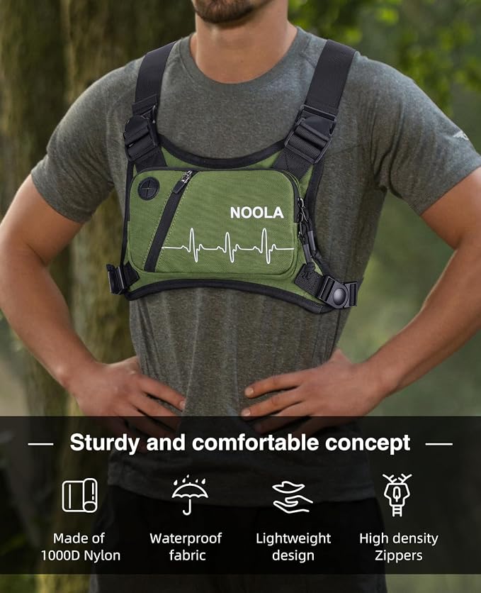 NOOLA Running Chest Pack, Running Vest for Men with Reflective Back, Sport Chest Bag for Runners, Cycling, Biking, EDC Pouch